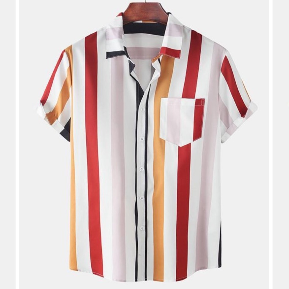 Men’s colorful vertical striped shirt